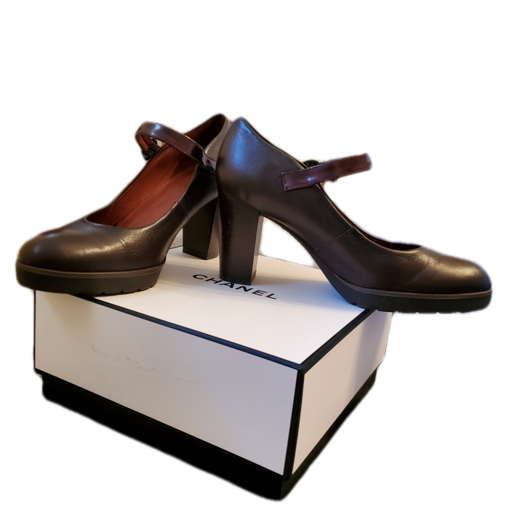 HISPANITAS JOY IS A CHOICE LEATHER MARYJANES BROWN 3" HEELS MADE N SPAIN SZ 36.5